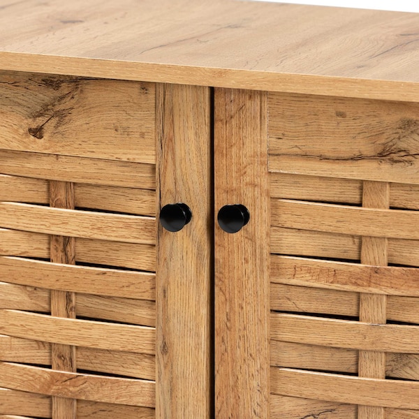 Baxton Studio Winda Modern and Contemporary Oak Brown Finished Wood 2-Door Shoe Cabinet - 189-11987-ZORO
