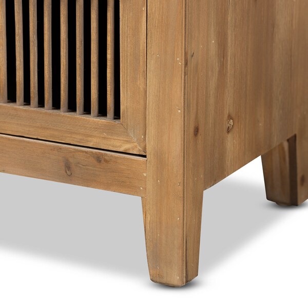 Baxton Studio Clement Oak Finished 3-Drawer Wood Spindle Chest - 162-10558