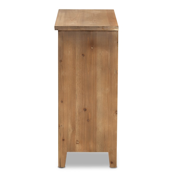 Baxton Studio Clement Oak Finished 3-Drawer Wood Spindle Chest - 162-10558