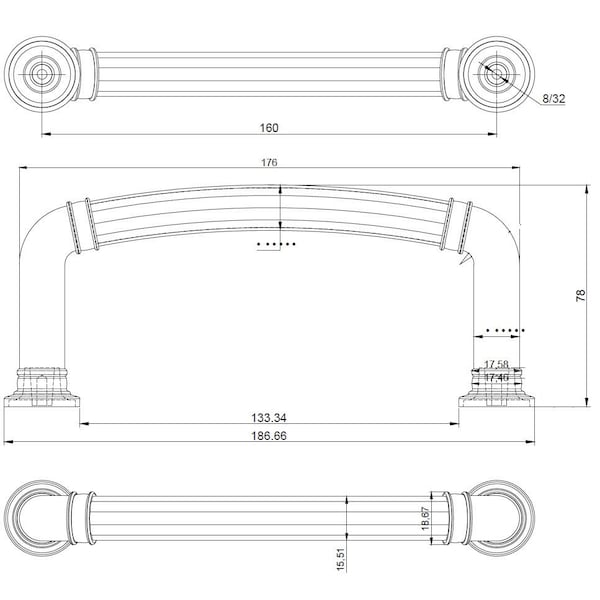 Richelieu 6 5/16 in (160 mm) Center-to-Center Brushed Nickel Traditional Cabinet Pull - BP8818160195