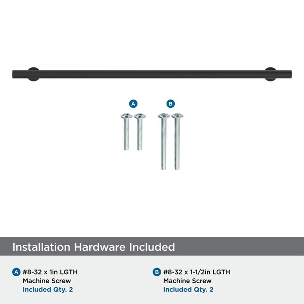 Amerock Radius 12-5/8 inch 320mm Center-to-Center Matte Black Cabinet Pull - BP37391FB