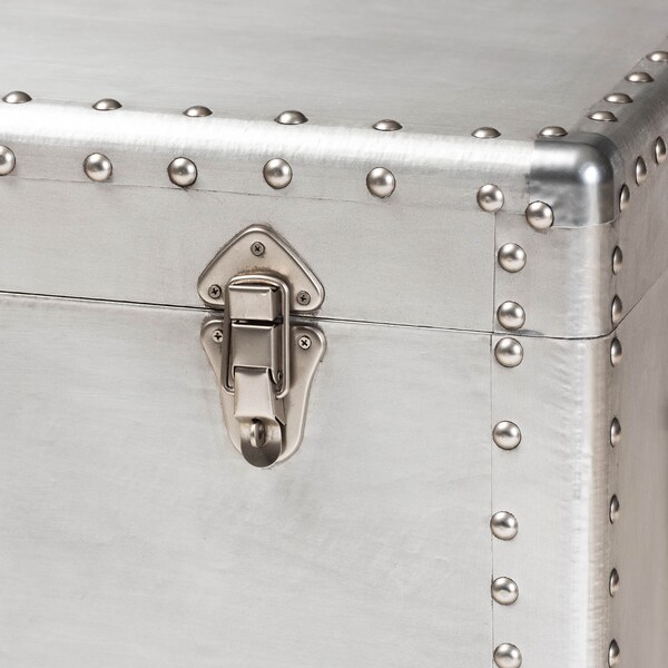 Baxton Studio Serge Silver Metal 3-Drawer Accent Storage Chest - 160-10245