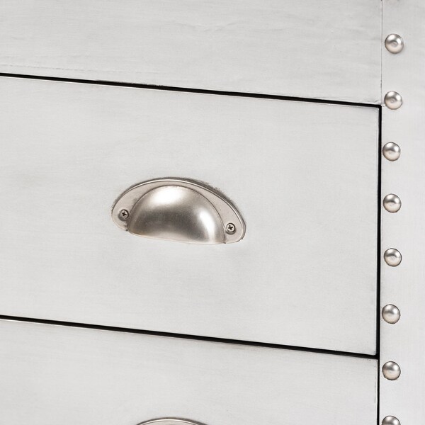 Baxton Studio Serge Silver Metal 3-Drawer Accent Storage Chest - 160-10245