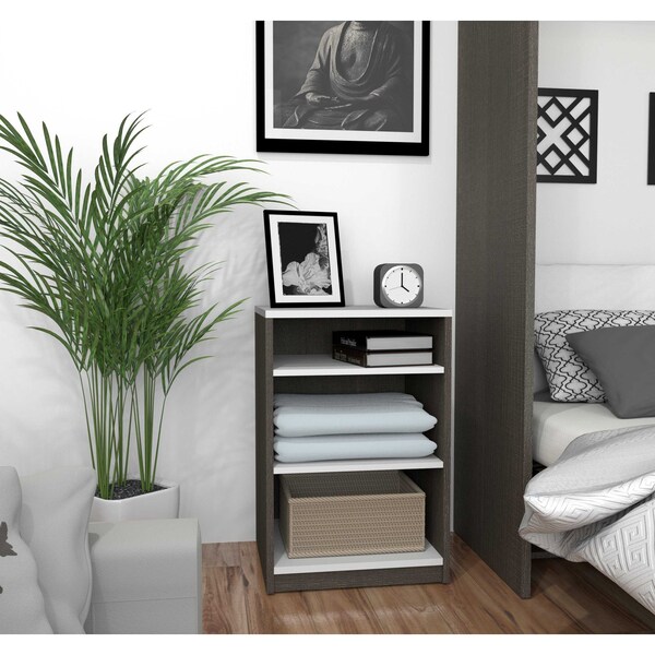 Bestar Cielo 20W 19.5 in Low Storage Unit, Bark Grey & White - 80169-1147