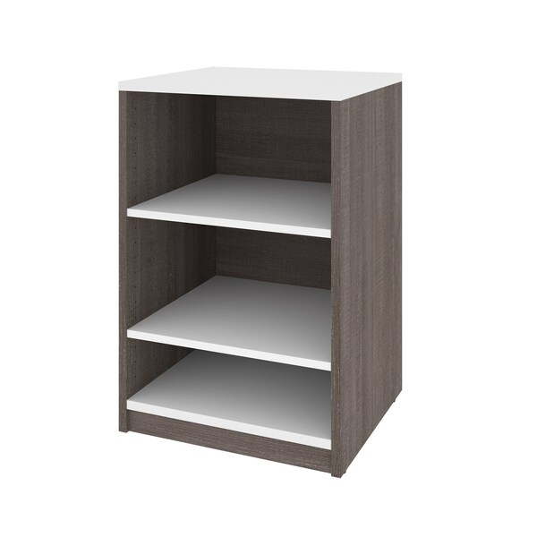 Bestar Cielo 20W 19.5 in Low Storage Unit, Bark Grey & White - 80169-1147