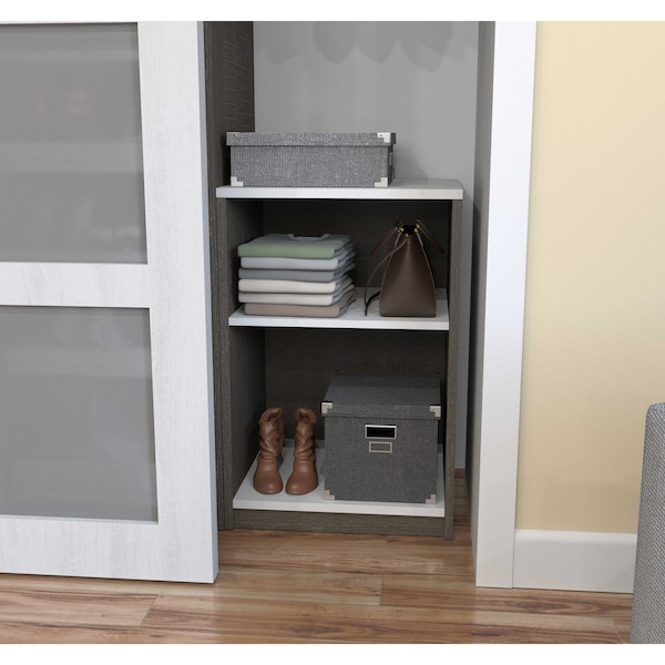 Bestar Cielo 20W 19.5 in Low Storage Unit, Bark Grey & White - 80169-1147