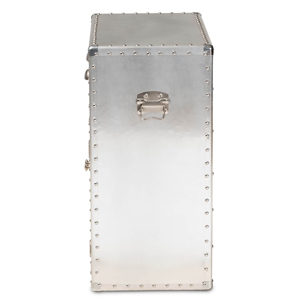 Baxton Studio Serge Silver Metal 2-Door Accent Storage Cabinet - 160-10242