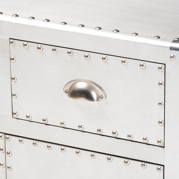 Baxton Studio Serge Silver Metal 2-Door Accent Storage Cabinet - 160-10242