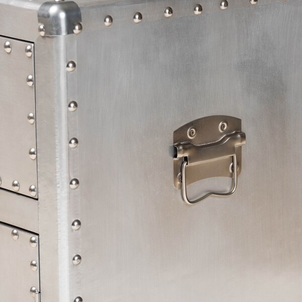 Baxton Studio Serge Silver Metal 2-Door Accent Storage Cabinet - 160-10242