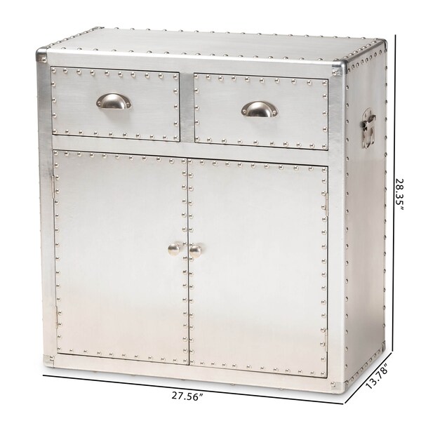 Baxton Studio Serge Silver Metal 2-Door Accent Storage Cabinet - 160-10242
