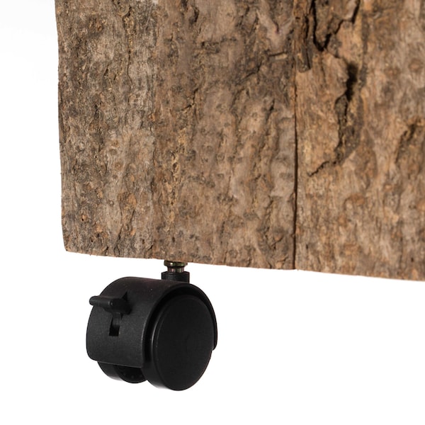 Vintiquewise Accent Decorative Natural Wooden Square Stump Stool, with Wheels for Indoor and Outdoor - QI004284