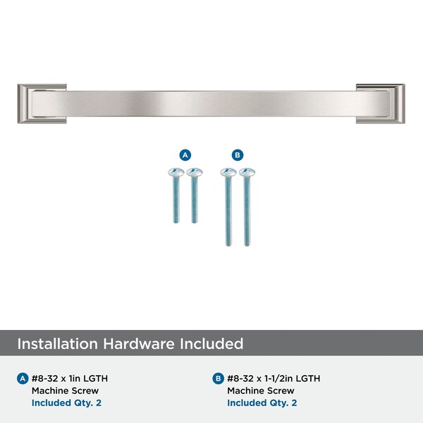 Amerock Candler 7-9/16 inch 192mm Center-to-Center Satin Nickel Cabinet Pull - BP29350G10