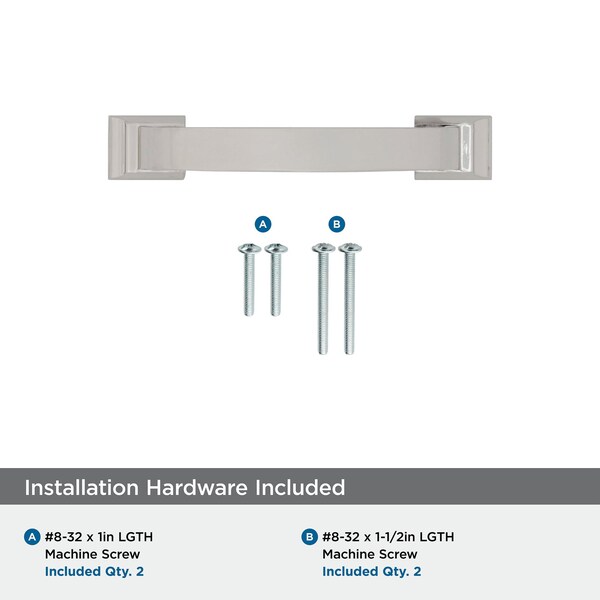 Amerock Candler 3 inch 76mm Center-to-Center Polished Nickel Cabinet Pull - 2000695