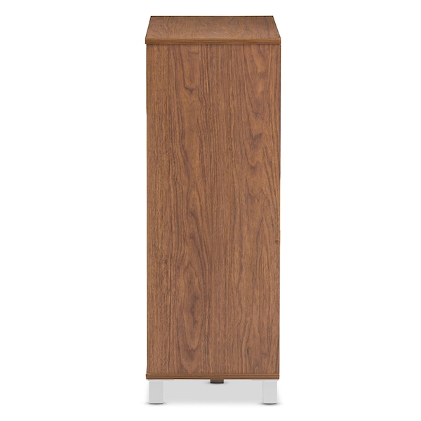 Baxton Studio Shirley "Walnut" Medium Wood 2-Door Shoe Cabinet with Open Shelves - 124-6602