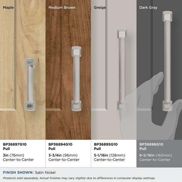 Amerock Surpass 6-5/16 in 160 mm Center-to-Center Satin Nickel Cabinet Pull - BP36896G10