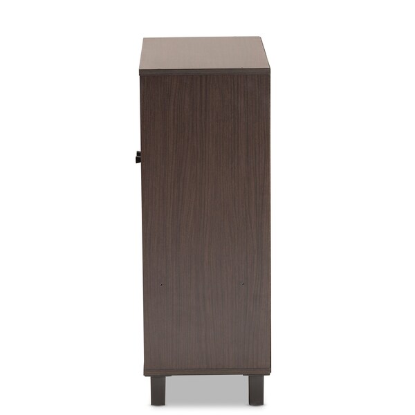Baxton Studio Rossin Modern Dark Brown Finished Wood 2-Door Entryway Shoe Storage Cabinet with Bottom Shelf - 182-11687-ZORO