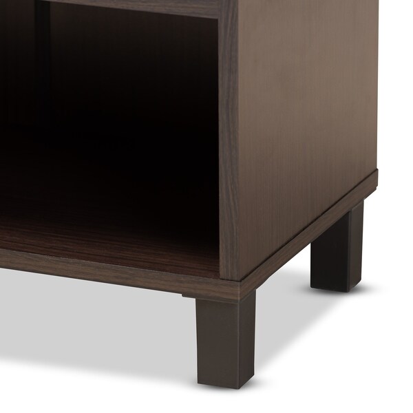 Baxton Studio Rossin Modern Dark Brown Finished Wood 2-Door Entryway Shoe Storage Cabinet with Bottom Shelf - 182-11687-ZORO