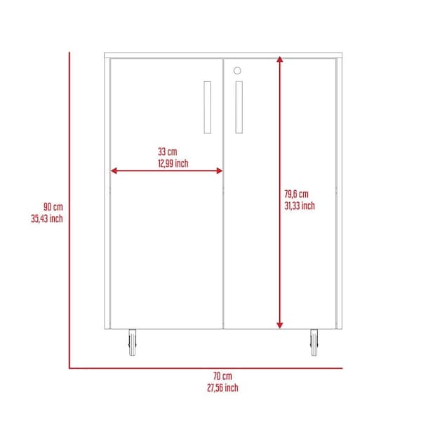 Tuhome Storage Cabinet, Casters, Double Door, Two Interior Shelves, Black - BBN6773