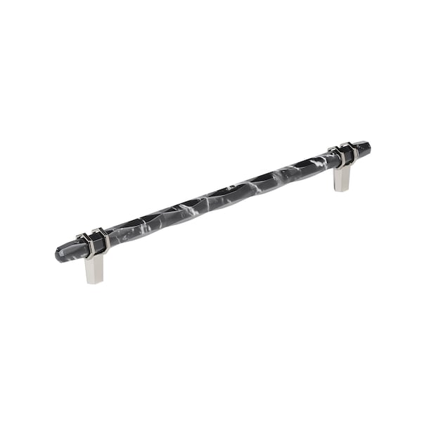 Amerock Carrione 10-1/16 inch 256mm Center-to-Center Marble Black/Polished Nickel Cabinet Pull - BP36664MBKPN