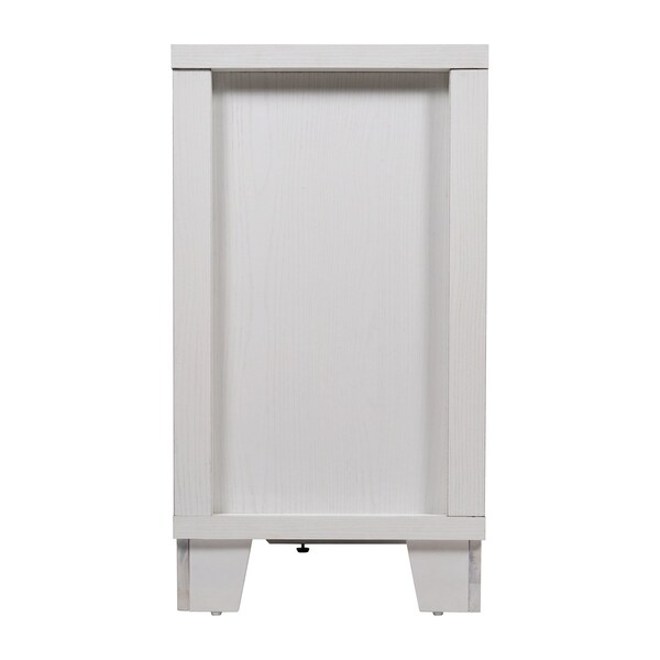 Flash Furniture Wells White 59 Inch Storage Cabinet, Engineered Wood, 3 Tempered Glass Doors and 3 Drawers - EV-CA7515-01ZZ-WH-GG
