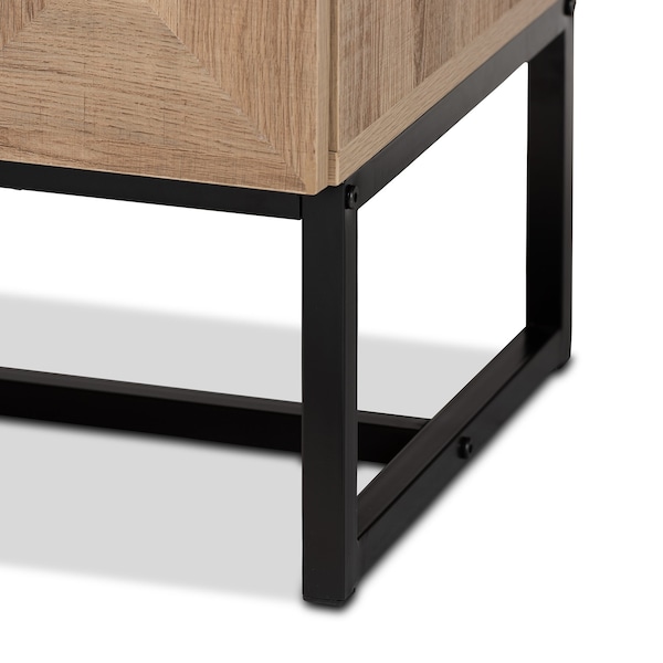 Baxton Studio Darien Modern and Contemporary Natural Brown Finished Wood and Black Metal 2Door Storage Cabinet - 213-12461-ZORO