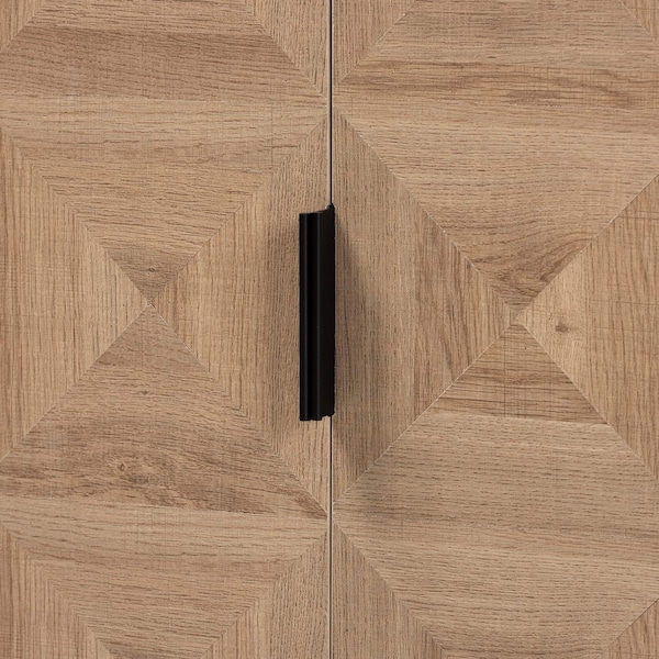 Baxton Studio Darien Modern and Contemporary Natural Brown Finished Wood and Black Metal 2Door Storage Cabinet - 213-12461-ZORO