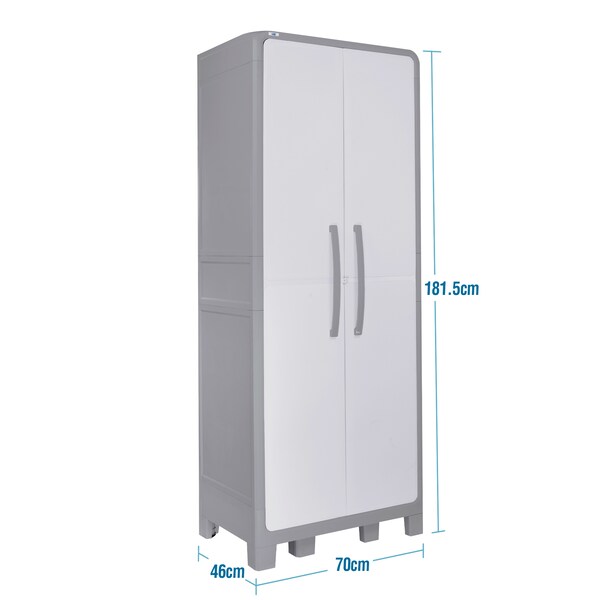 Plasticos Mq Large Wardrobe Cabinet 28.4 in. W x 72 in. H x 18.11 in. D in Gray - 430-GRA