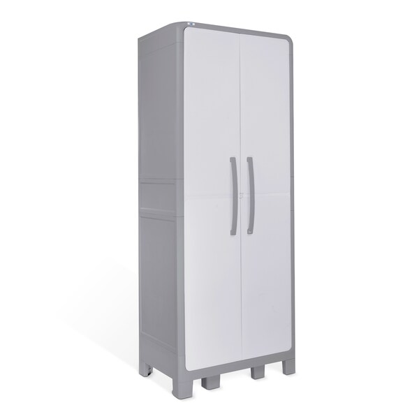 Plasticos Mq Large Wardrobe Cabinet 28.4 in. W x 72 in. H x 18.11 in. D in Gray - 430-GRA