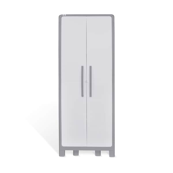 Plasticos Mq Large Wardrobe Cabinet 28.4 in. W x 72 in. H x 18.11 in. D in Gray - 430-GRA