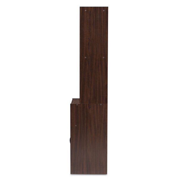 Baxton Studio Laurana Modern Dark Walnut Finished Kitchen Cabinet and Hutch - 147-8318
