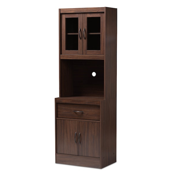 Baxton Studio Laurana Modern Dark Walnut Finished Kitchen Cabinet and Hutch - 147-8318