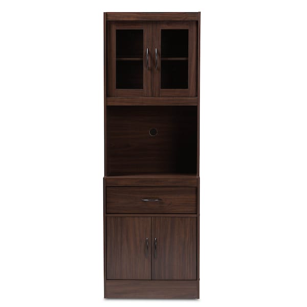 Baxton Studio Laurana Modern Dark Walnut Finished Kitchen Cabinet and Hutch - 147-8318