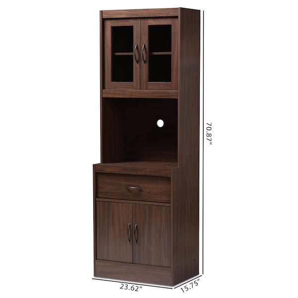 Baxton Studio Laurana Modern Dark Walnut Finished Kitchen Cabinet and Hutch - 147-8318