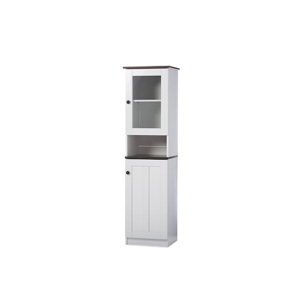 Baxton Studio Lauren Two-tone White and Dark Brown Buffet and Hutch Kitchen Cabinet - 119-6521