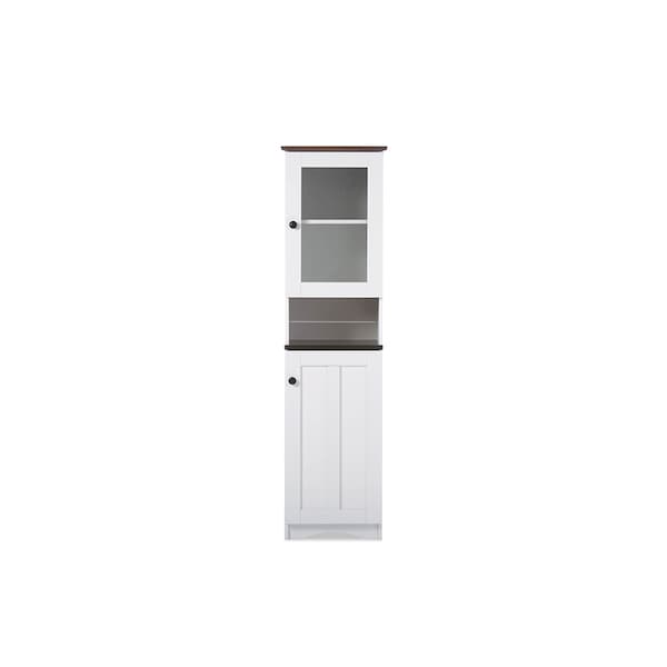 Baxton Studio Lauren Two-tone White and Dark Brown Buffet and Hutch Kitchen Cabinet - 119-6521