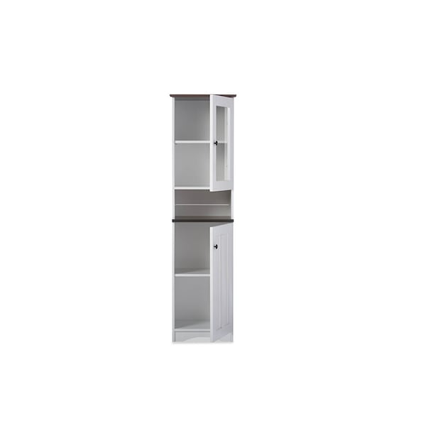 Baxton Studio Lauren Two-tone White and Dark Brown Buffet and Hutch Kitchen Cabinet - 119-6521