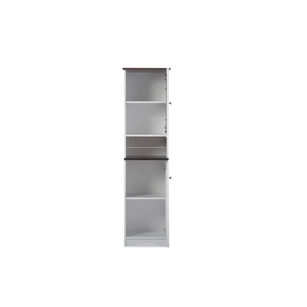 Baxton Studio Lauren Two-tone White and Dark Brown Buffet and Hutch Kitchen Cabinet - 119-6521