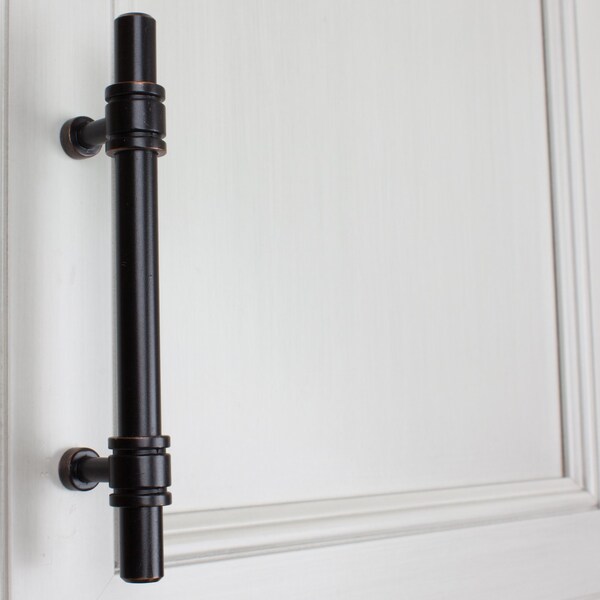 Gliderite Hardware 3-3/4 in. Center to Center Oil Rubbed Bronze Barrel Ring Bar Pull - 4340-96-ORB, 25PK - 4340-96-ORB-25