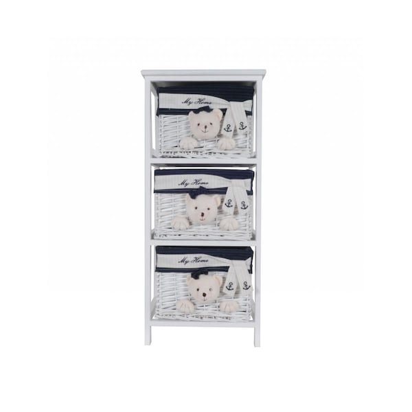 Gfancy Fixtures White, Blue Portable 3 Drawers - 12.5 x 16 x 35.5 in. - GF2473004