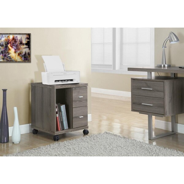 Gfancy Fixtures Dark Taupe Office Cabinet with 2 Drawers on Castors - GF3092262
