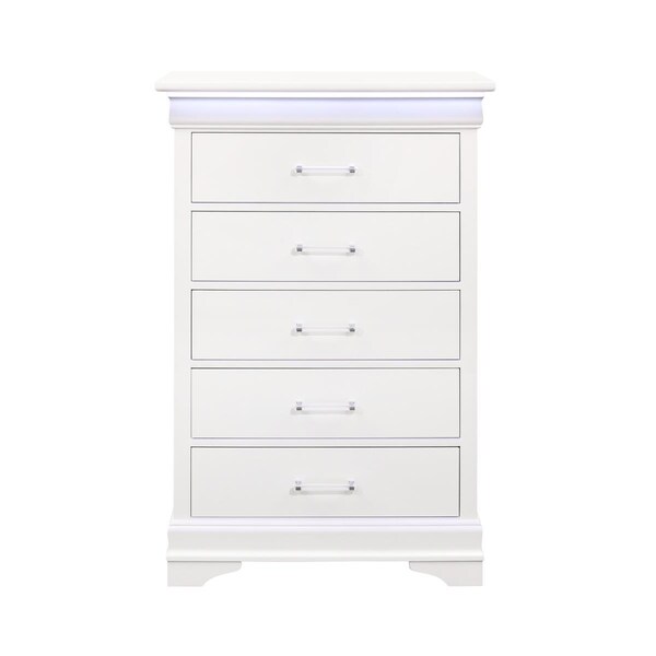 Convenience Concepts CHARLIE-WHITE-CH W-LED Charlie Traditional Chest, White - HI2247796