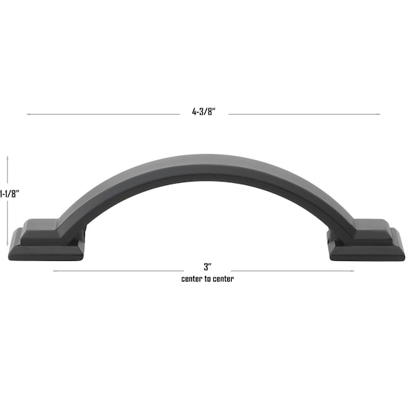 Gliderite Hardware 3 in. Center to Center Matte Black Arched Square Cabinet Pull - 4355-MB, 25PK - 4355-MB-25