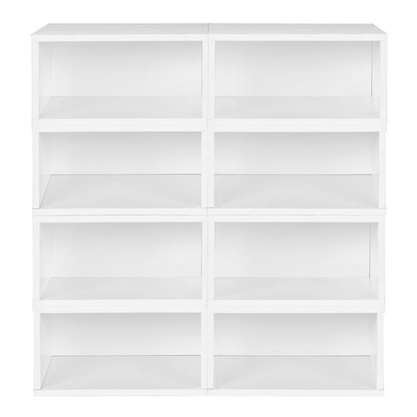 Regency Niche Cubo Storage Organizer Open Bookshelf Set- 8 Half Size Cubes- White Wood Grain - PC068PKWH