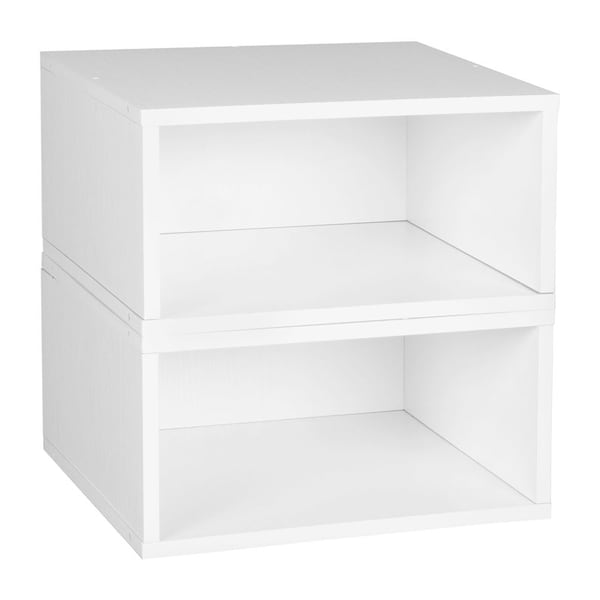 Regency Niche Cubo Storage Organizer Open Bookshelf Set- 2 Half Size Cubes- White Wood Grain - PC062PKWH