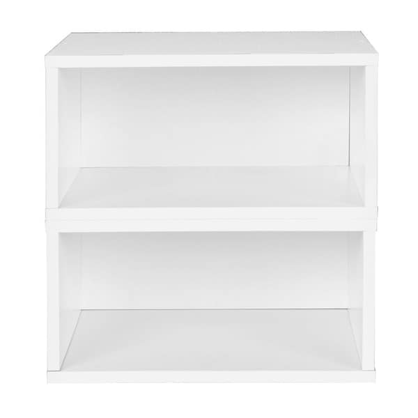Regency Niche Cubo Storage Organizer Open Bookshelf Set- 2 Half Size Cubes- White Wood Grain - PC062PKWH