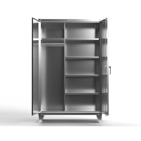 Strong Hold Steel Wardrobe Cabinet, 48" W, 78" H - 46-W-245-SS