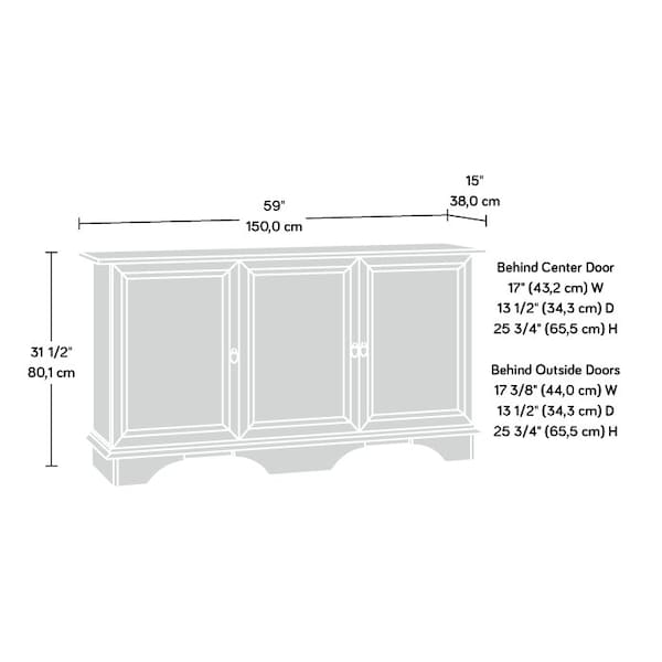 Sauder Viabella Storage Cabinet Cuc , Adjustable shelf behind each door for flexible storage options - 424150