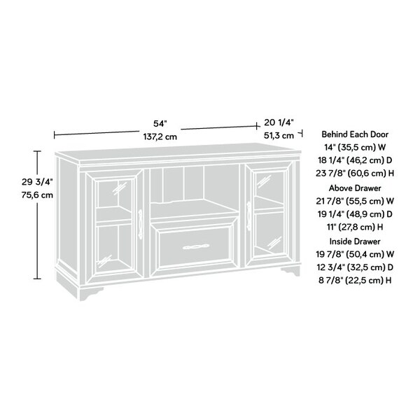 Sauder Rollingwood Country Storage Cred , Durable, 1 in. thick top for printer, binders, and more - 431437