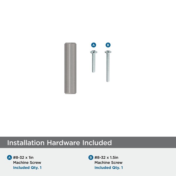 Amerock Bar Pulls 1-15/16 in 49 mm Length Sterling Nickel Cabinet Knob, 10PK - 10BX19009CSG9
