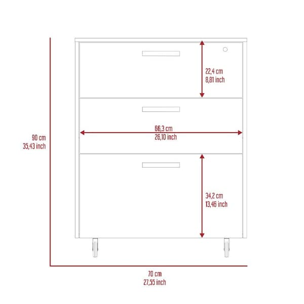 Tuhome Storage Cabinet, Superior Top, Drawer Base Cabinet, Three Drawers, Four Casters, Black - DBN6774
